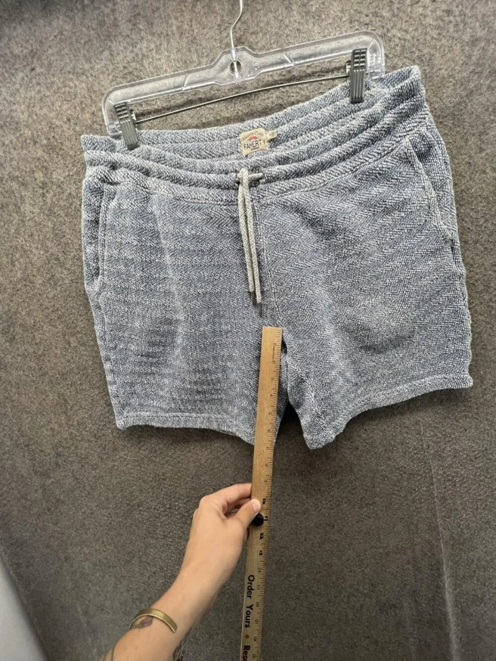 Faherty Shorts Mens Medium Blue Sweat Knit Drawstring Lounge Casual Travel